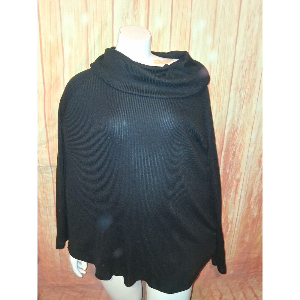 Terra & Sky Black Long Sleeve Cowl Neck Blouse Sz 1X